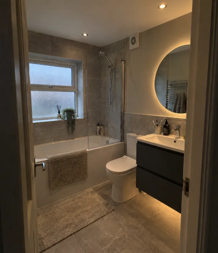 Bathroom with LED mirror lighting