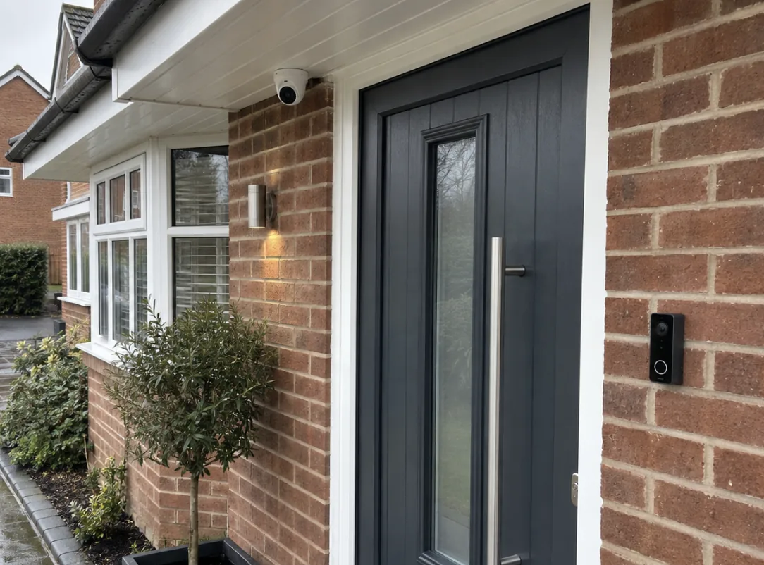 Video doorbell and camera at a front door