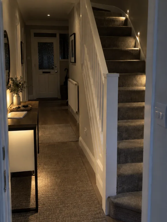 LED strip lighting on a staircase